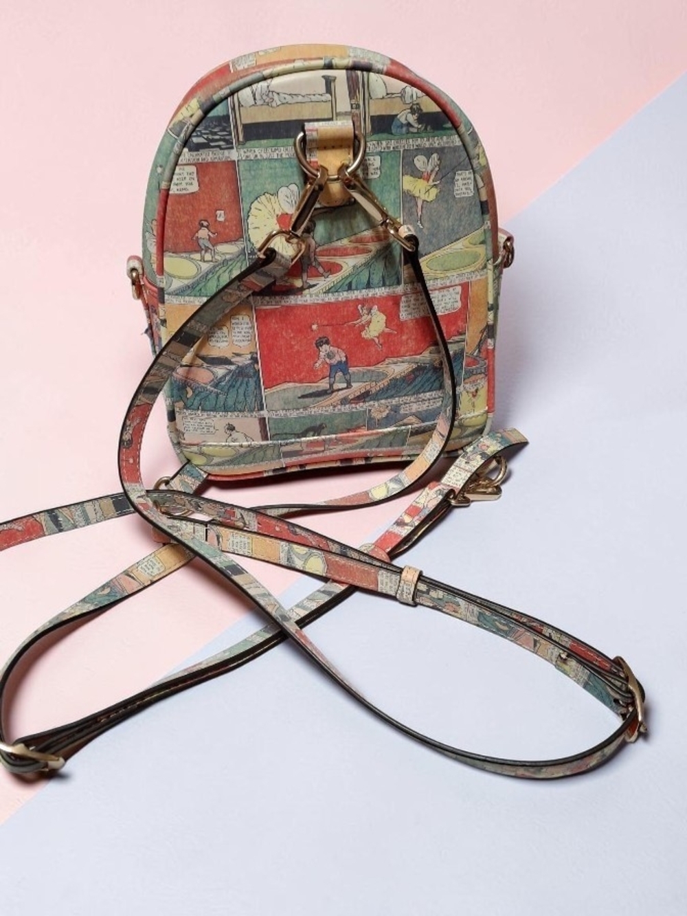 Rare Unlogical PoemComic Strip Narrative Mini Backpack Crossbody Pinocchio - Picture 2 of 13